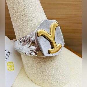 NWT Kendra Scott x Yellowstone Rip Band Ring Silver Tone Gold Plated UNISEX 9